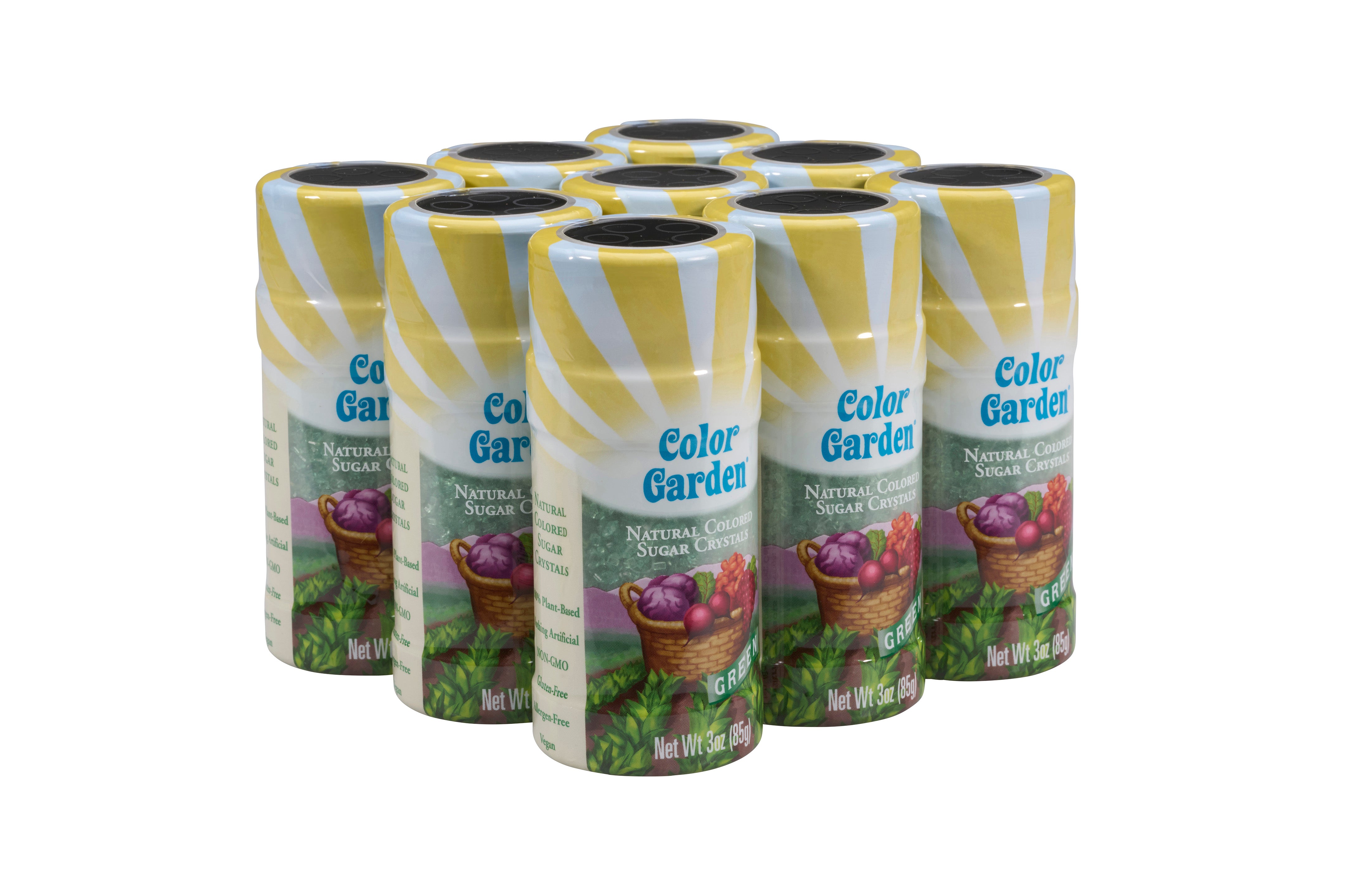 9-pack of green Color Garden sugar crystals