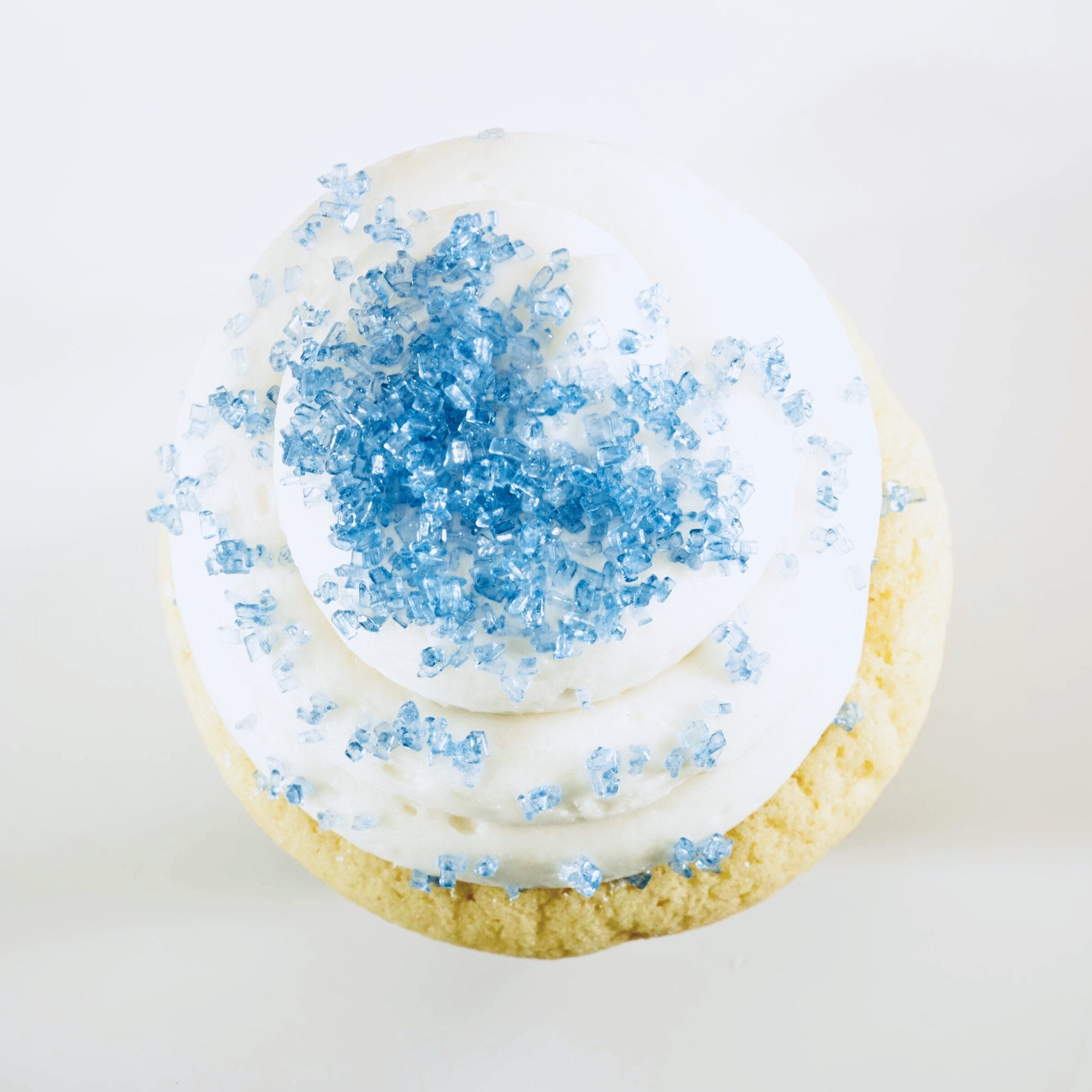cupcake with blue sugar crystals