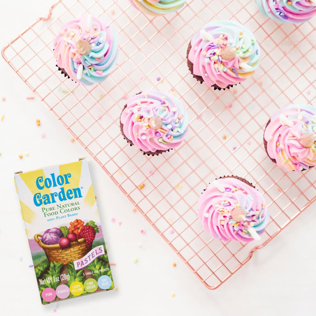 cupcakes and box of color garden food colors