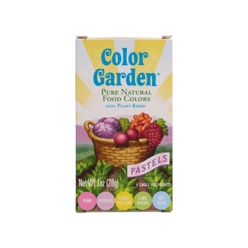 animation of different fruits and vegetables that go into the color garden pastels colors
